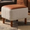 Puff Decorativo Verso 45x51 cm Pes Madeira Linho E Courino TCS 701 TCS 727 MOLL