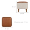 Puff Decorativo Verso 45x51 cm Pes Madeira Linho E Courino TCS 701 TCS 727 MOLL