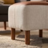 Puff Decorativo Verso 45x51 cm Pes Madeira Linho E Courino TCS 701 TCS 727 MOLL