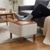 Puff Decorativo Verso 45x51 cm Pes Madeira Linho E Courino TCS 701 TCS 727 MOLL
