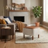 Puff Decorativo Verso 45x51 cm Pes Madeira Linho E Courino TCS 701 TCS 727 MOLL
