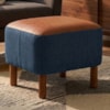 Puff Decorativo Verso 45x51 cm Pes Madeira Linho E Courino TCS 718 TCS 727 MOLL