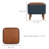 Puff Decorativo Verso 45x51 cm Pes Madeira Linho E Courino TCS 718 TCS 727 MOLL