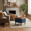 Puff Decorativo Verso 45x51 cm Pes Madeira Linho E Courino TCS 718 TCS 727 MOLL
