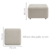 Puff Modular Block 74x74 cm Pes Madeira Boucle TCE 1018 MOLL