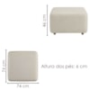 Puff Modular Block 74x74 cm Pes Madeira Courino TCS 725 MOLL
