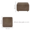 Puff Modular Block 74x74 cm Pes Madeira Courino TCS 729 MOLL