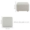 Puff Modular Block 74x74 cm Pes Madeira Linho TCS 701 MOLL