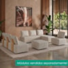 Puff Modular Block 74x74 cm Pes Madeira Linho TCS 701 MOLL
