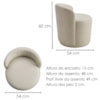 Puff Organico Com Encosto Baixo 60x54 cm Selta Courino TCS 725 MOLL