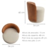 Puff Organico Com Encosto Baixo 60x54 cm Selta Linho E Courino TCA 210 TCS 727 MOLL