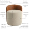 Puff Organico Com Encosto Baixo 60x54 cm Selta Linho E Courino TCA 210 TCS 727 MOLL