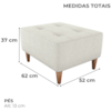 Puff Para Sala 62 cm Piva Tecido Boucle F492 Natural Milani Store