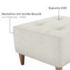 Puff Para Sala 62 cm Piva Tecido Boucle F492 Natural Milani Store