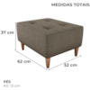 Puff Para Sala 62 cm Piva Tecido Boucle F498 Marrom Milani Store