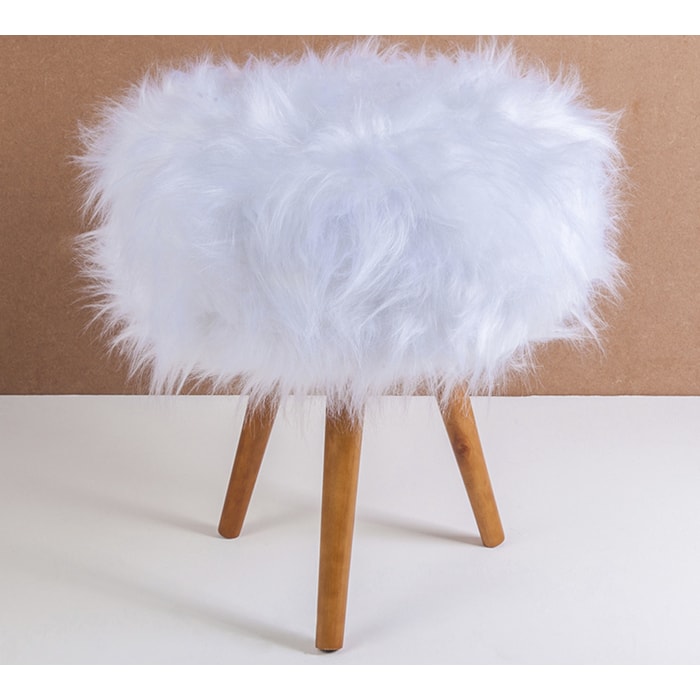 Puff Puf Banqueta Redondo Turim Pelucia Branco