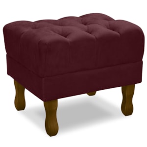 Puff Puf Retro Capitone 52x44cm Suede Bordo MPassos Puff Puf Retro Capitone 52x44cm Suede Bordo MPassos