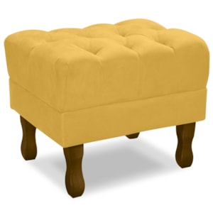 Puff Puf Retro Capitone 52x44cm Suede Mostarda MPassos Puff Puf Retro Capitone 52x44cm Suede Mostarda MPassos