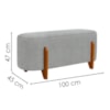 Puff Recamier Organico Imperial 100 cm Linho Cinza IMPO
