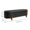 Puff Recamier Organico Imperial 140 cm Corino Preto IMPO