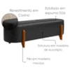 Puff Recamier Organico Imperial 140 cm Corino Preto IMPO