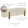 Puff Recamier Organico Imperial 140 cm Linho Bege IMPO