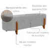 Puff Recamier Organico Imperial 140 cm Linho Cinza IMPO