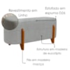 Puff Recamier Organico Imperial 90 cm Linho Cinza IMPO