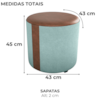 Puff Redondo Copenhage Corano Marrom Boucle Azul Milani Store