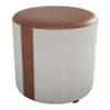 Puff Redondo Copenhage Corano Marrom Boucle Natural Milani Store