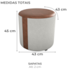 Puff Redondo Copenhage Corano Marrom Boucle Natural Milani Store