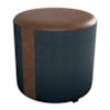 Puff Redondo Copenhage Corano Marrom Veludo Light Chumbo Milani Store