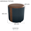 Puff Redondo Copenhage Corano Marrom Veludo Light Chumbo Milani Store