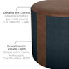 Puff Redondo Copenhage Corano Marrom Veludo Light Chumbo Milani Store