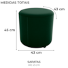 Puff Redondo Copenhage Veludo Maserati Verde Milani Store