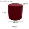 Puff Redondo Copenhage Veludo Maserati Vermelho Milani Store
