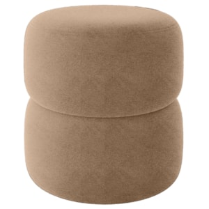 Puff Redondo Decorativo 49X43 cm Paris Boucle Bege Milani Store