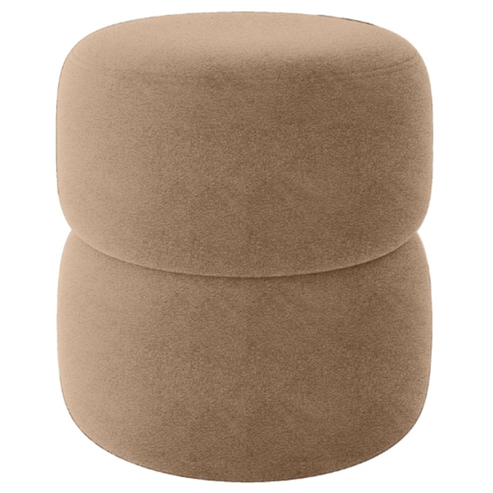 Puff Redondo Decorativo 49X43 cm Paris Boucle Bege Milani Store