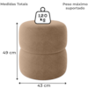 Puff Redondo Decorativo 49X43 cm Paris Boucle Bege Milani Store