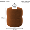 Puff Redondo Decorativo 49X43 cm Paris Boucle Terracota Milani Store