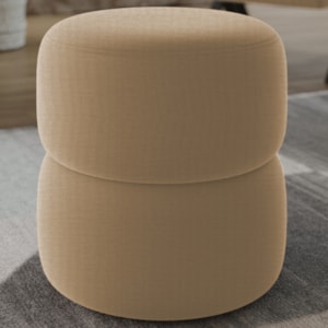 Puff Redondo Decorativo 49X43 cm Paris Linho Bege Milani Store