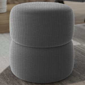 Puff Redondo Decorativo 49X43 cm Paris Linho Cinza Milani Store