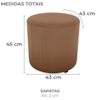 Puff Redondo Decorativo Copenhage 43 cm Veludo Inca Ferrugem Milani Store