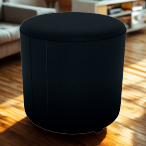 Puff Redondo Decorativo Copenhage 43 cm Veludo Inca Preto Milani Store