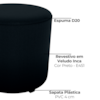 Puff Redondo Decorativo Copenhage 43 cm Veludo Inca Preto Milani Store