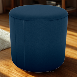 Puff Redondo Decorativo Copenhage 43x43 cm Veludo Azul Milani Store
