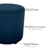 Puff Redondo Decorativo Copenhage 43x43 cm Veludo Azul Milani Store