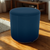 Puff Redondo Decorativo Copenhage 43x43 cm Veludo Azul Milani Store