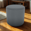 Puff Redondo Decorativo Copenhage 43x43 cm Veludo Cinza Milani Store