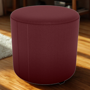 Puff Redondo Decorativo Copenhage 43x43 cm Veludo Vermelho Milani Store